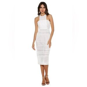 Designer SELF PORTRAIT Striped Mesh Column Dress UK 8, US 4